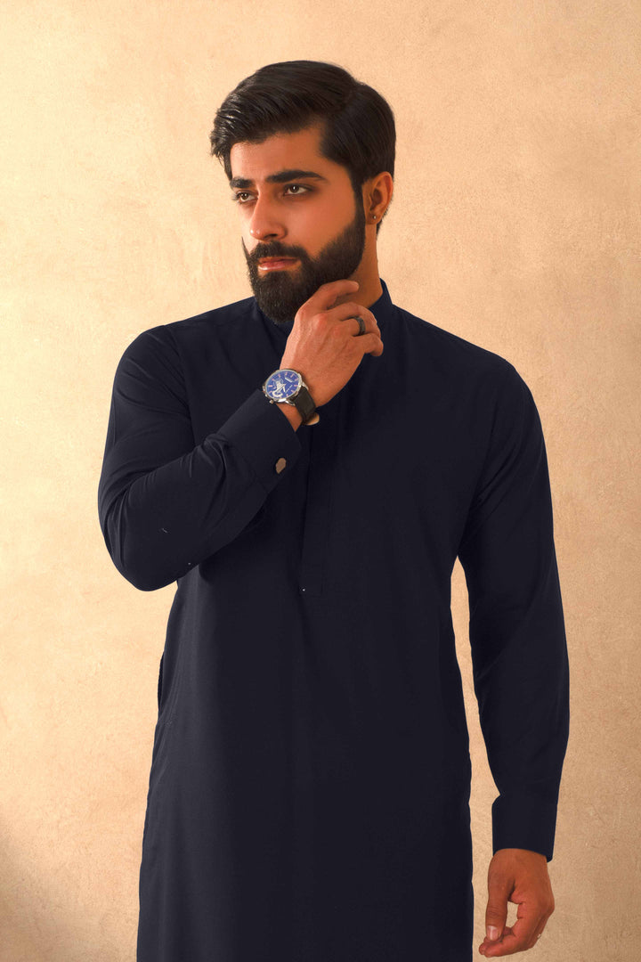 Zarf - Persian Blue Blended Kameez Shalwar
