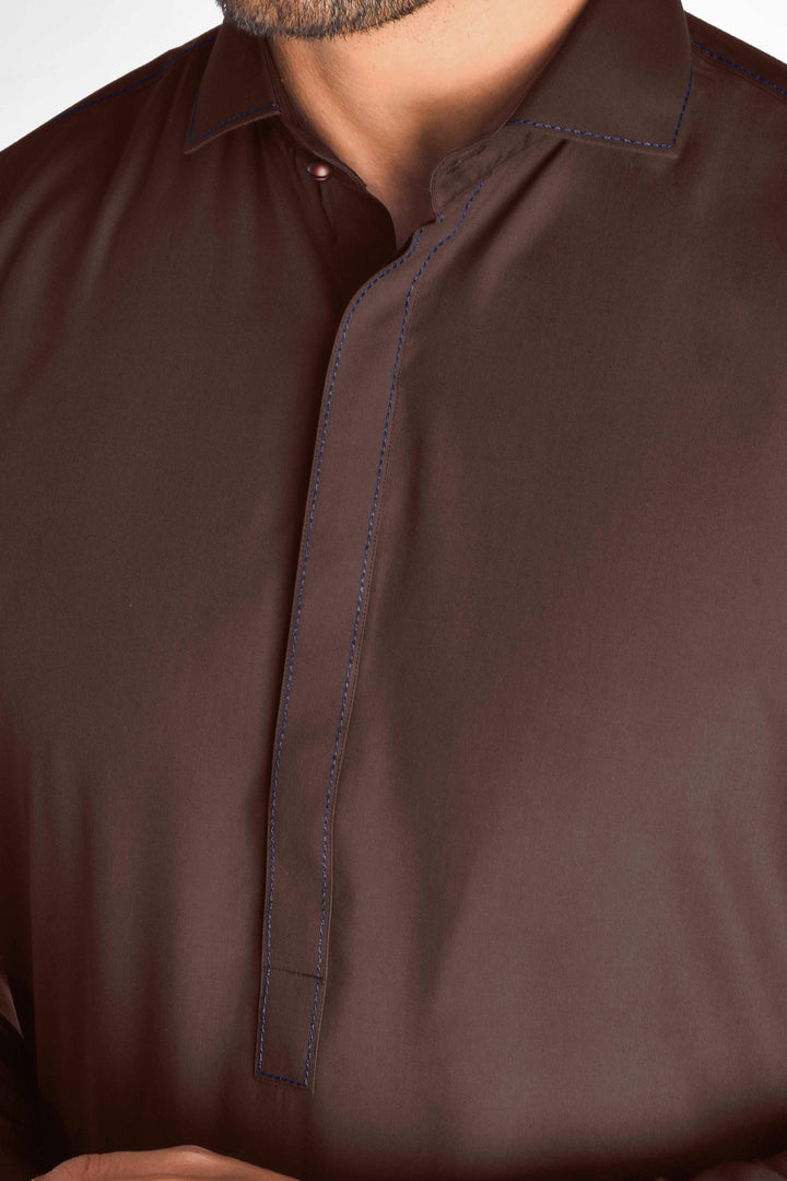 Tajassus Walnut Brown Kameez Shalwar