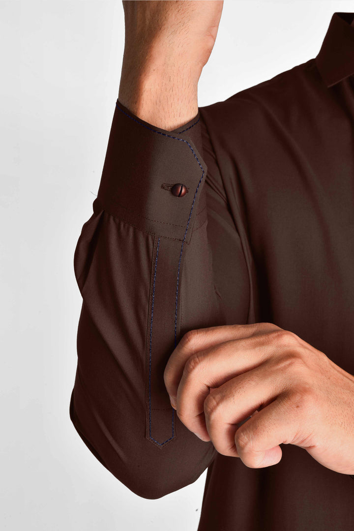 Tajassus Walnut Brown Kameez Shalwar