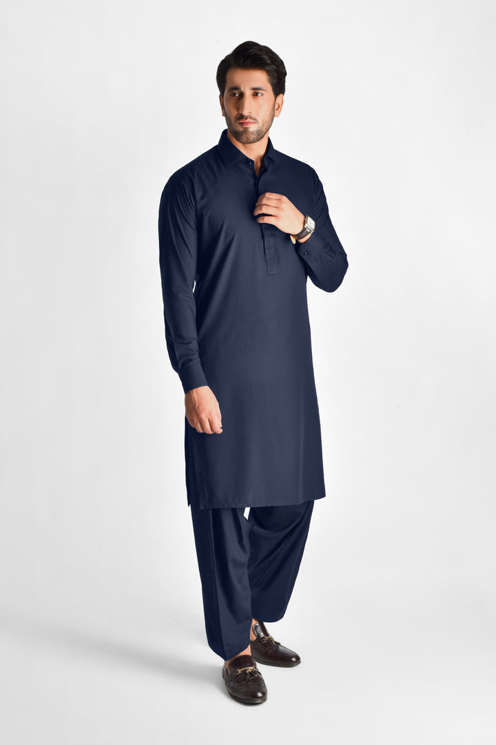 Tajassus Sailor Blue Kameez Shalwar