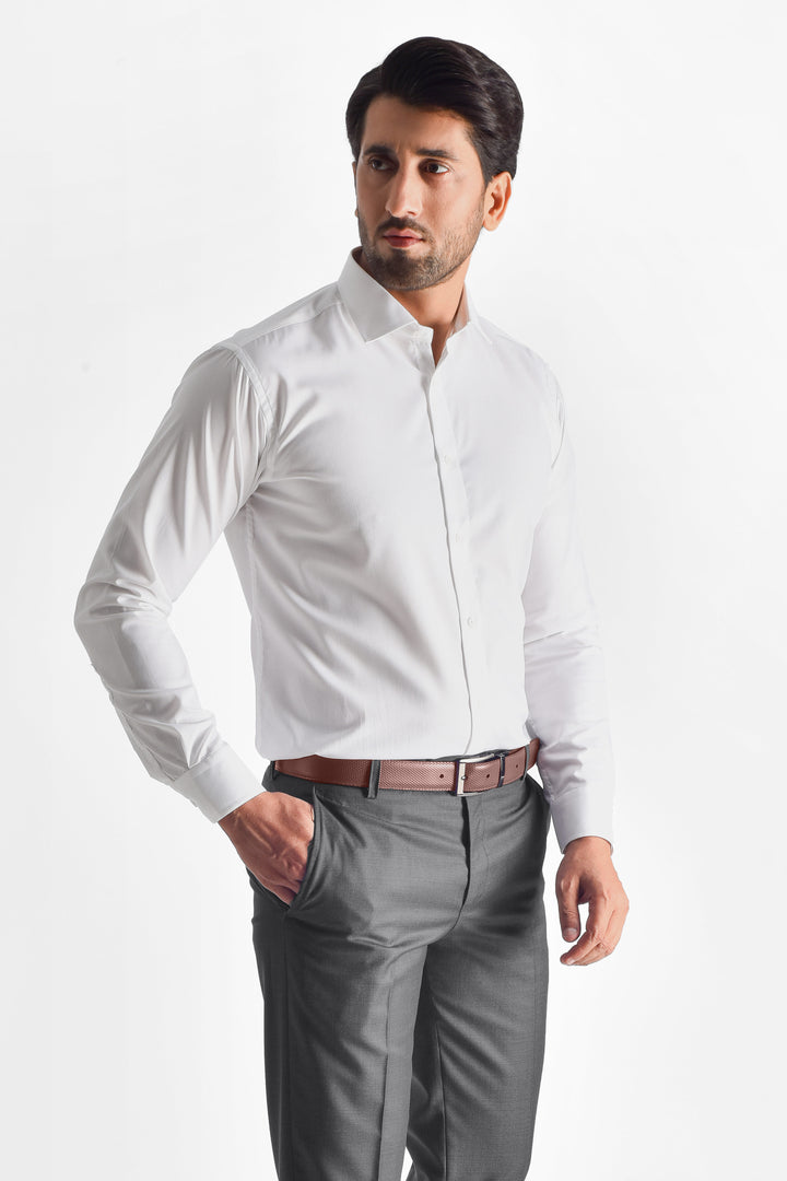 Ivory White Dobby Textured Formal Shirt