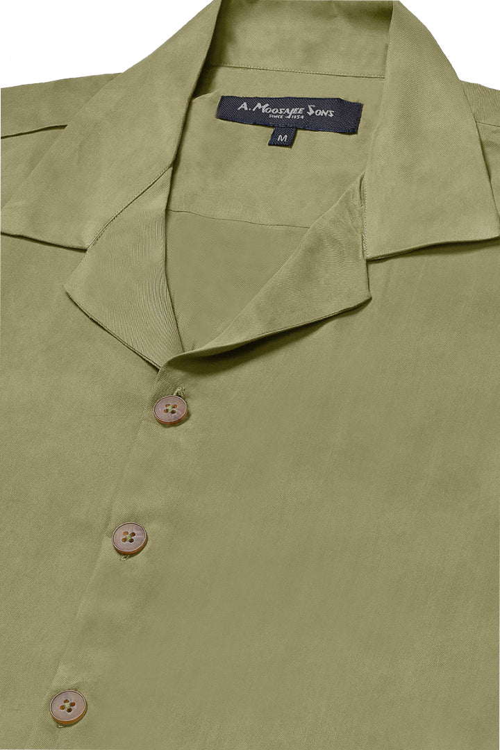 Cuban Collar Olive Shirt