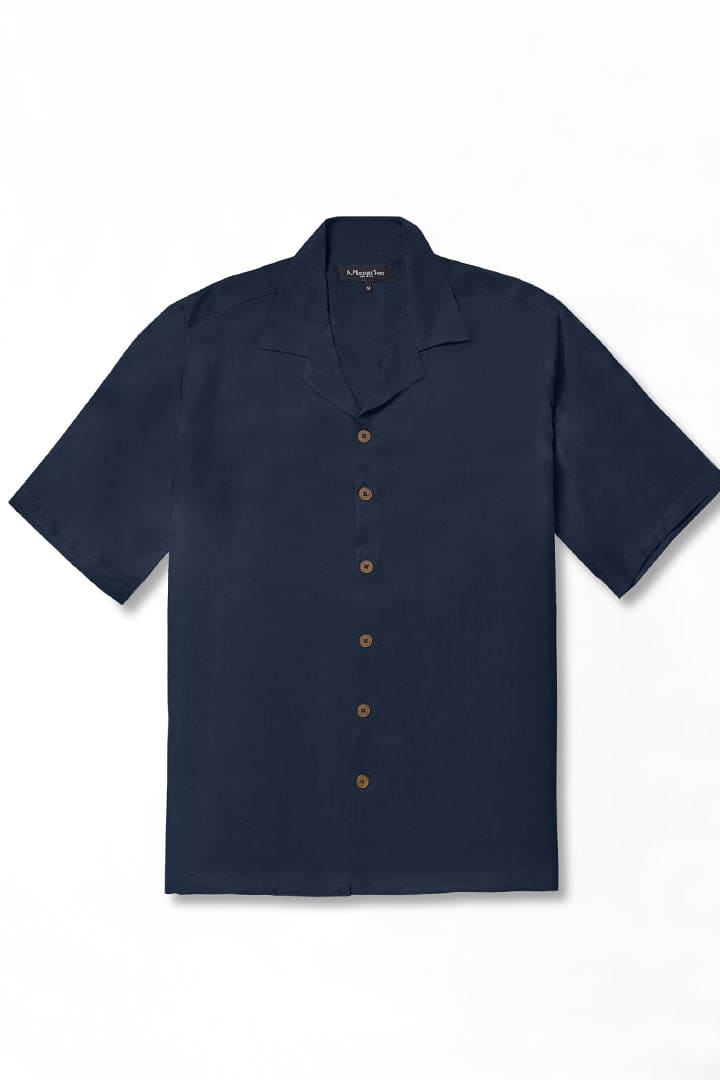 Cuban Collar Midnight Blue Shirt