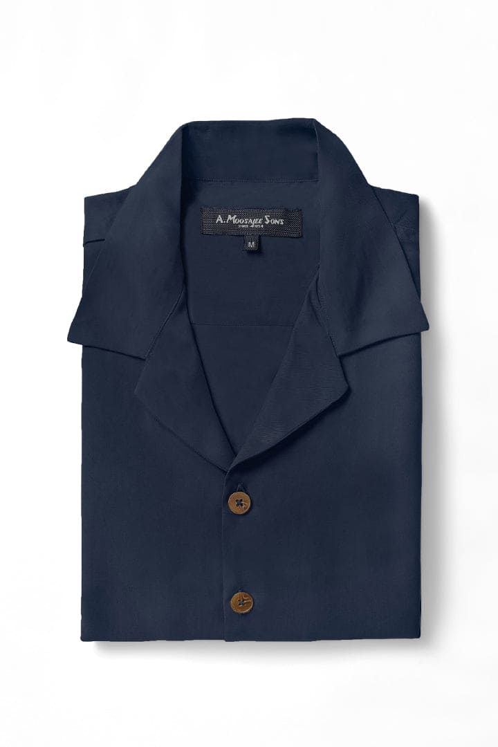 Cuban Collar Midnight Blue Shirt
