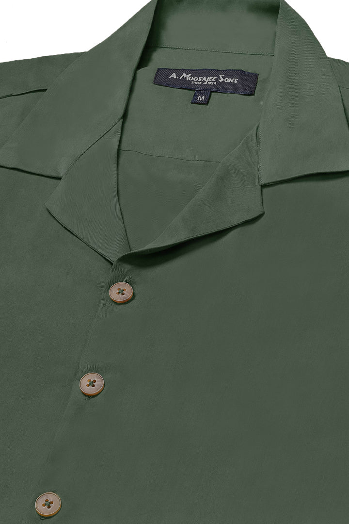 Cuban Collar Green Shirt