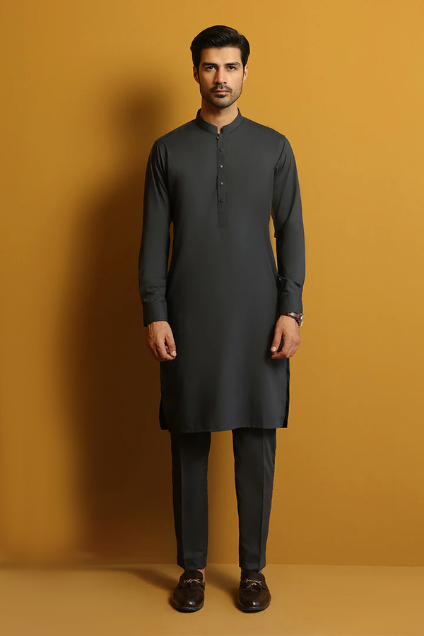 Zarev Charcoal Gray Kurta Pant