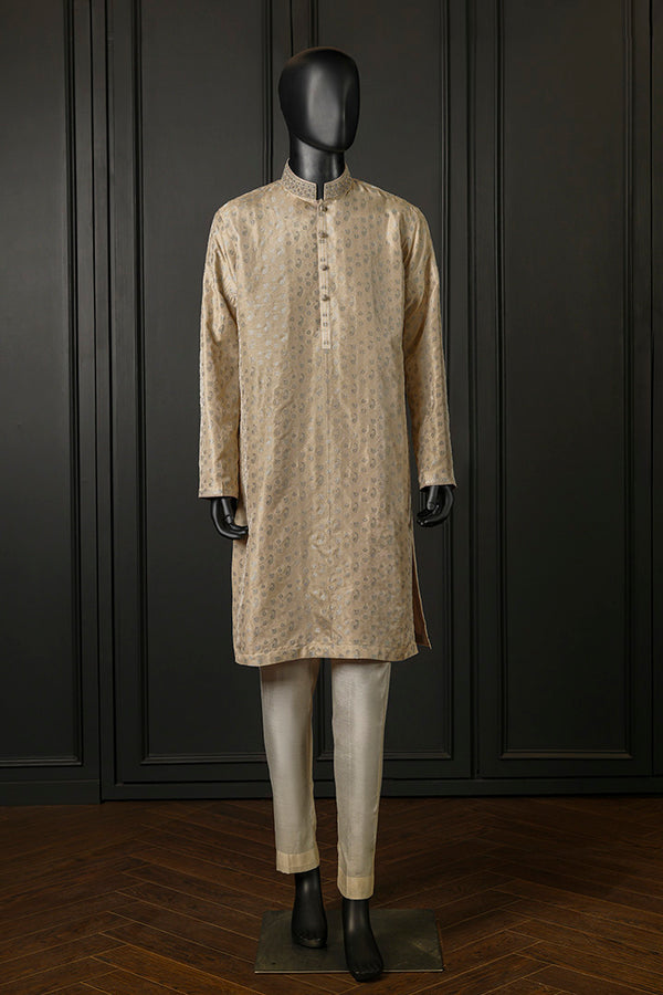 Dull Gold Jamawar Kurta
