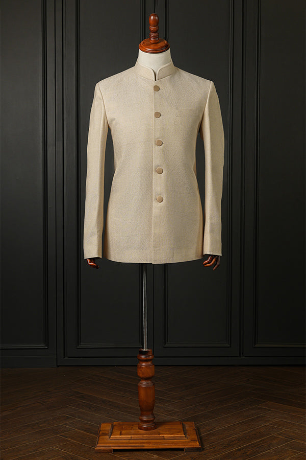 Beige Jamawar Prince Coat