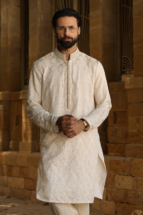 Beige Cotton Khaddi Kurta