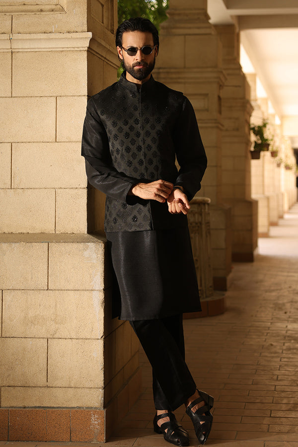 Black Jacquard Waistcoat