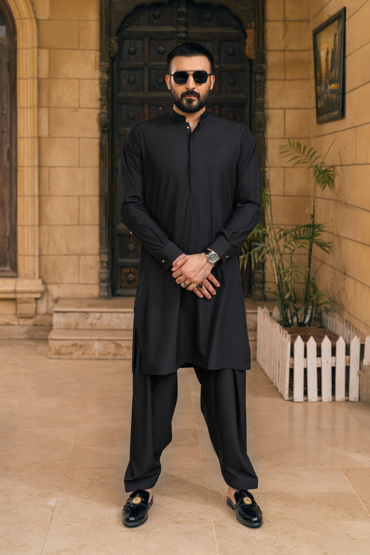 Nayaab Black Shalwar Kameez