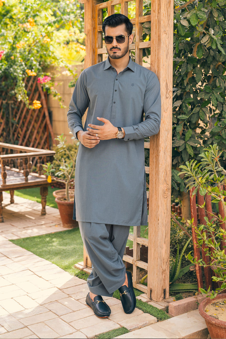 Soz Mid Grey Shalwar Kameez
