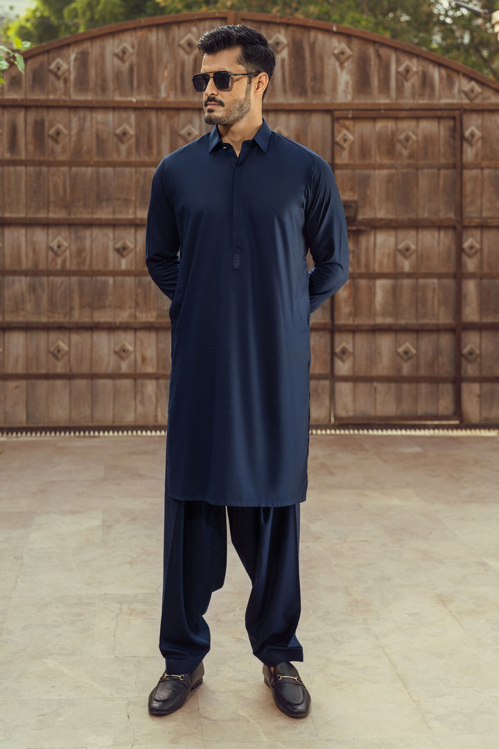 Saaz Navy Blue Shalwar Kameez