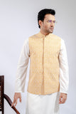 Light Mustard Jamawar Waist Coat