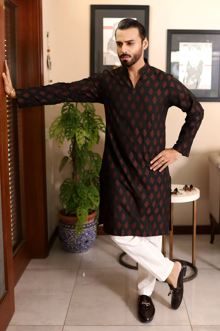 Festive Rabt Black Kurta