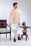Peach Jamawar Waist Coat