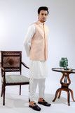 Peach Jamawar Waist Coat