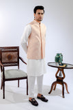 Peach Jamawar Waist Coat