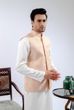 Peach Jamawar Waist Coat