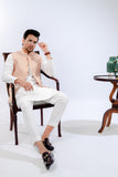 Peach Jamawar Waist Coat