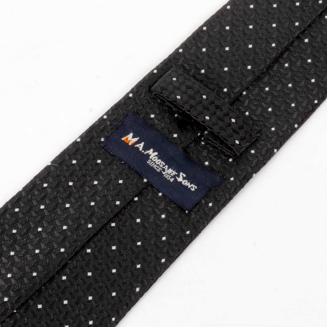 Men's Classic Geometric Pattern Black Satin Tie