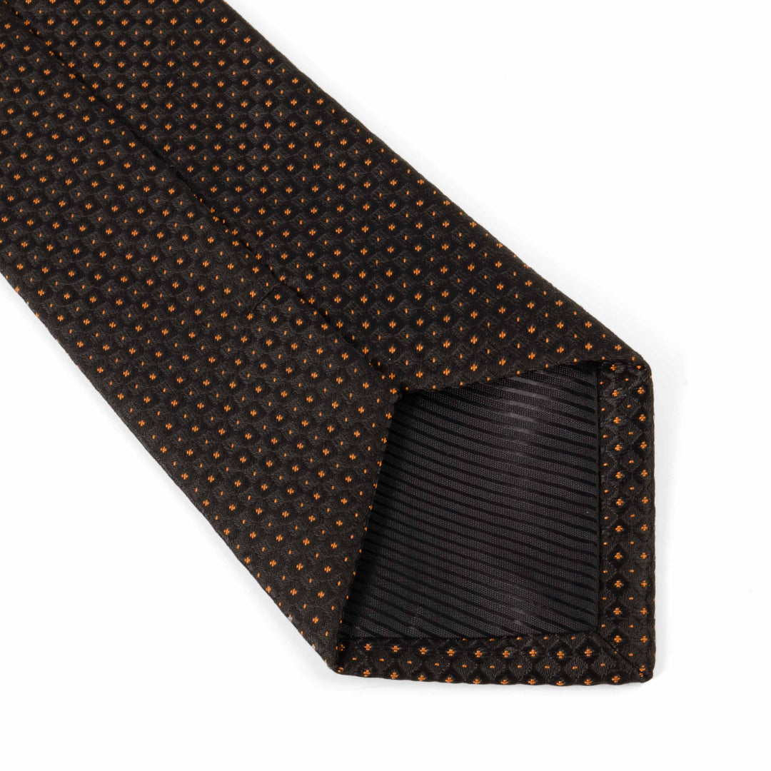 Men's Premium Small Dotted Pattern Black Tie