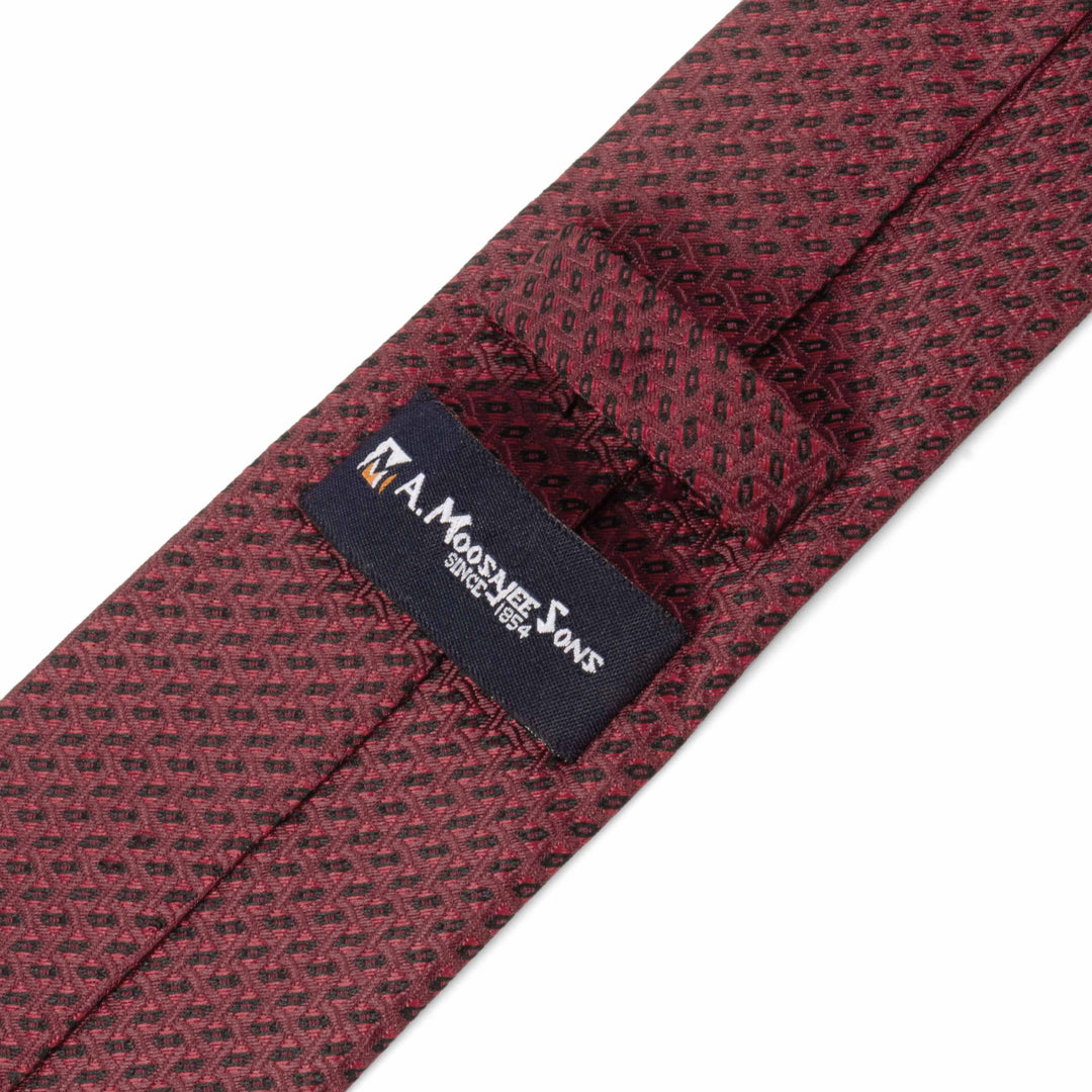 Geometric Pattern Dark Maroon Tie