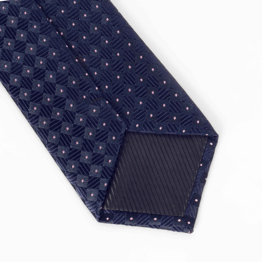 Geometric Pattern Dark Blue Tie