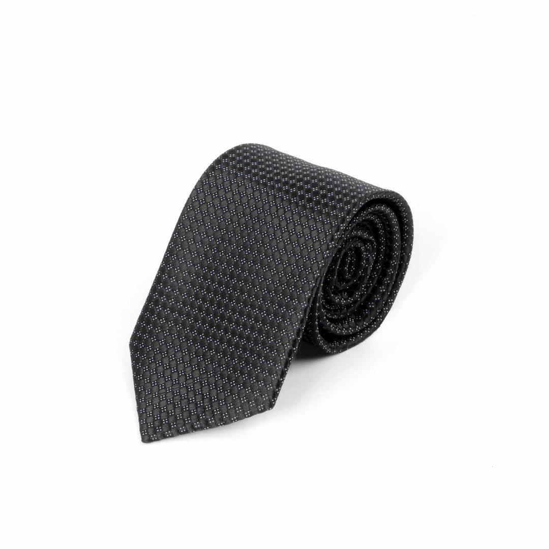 Men's Premium Small Dotted Satin Black Tie