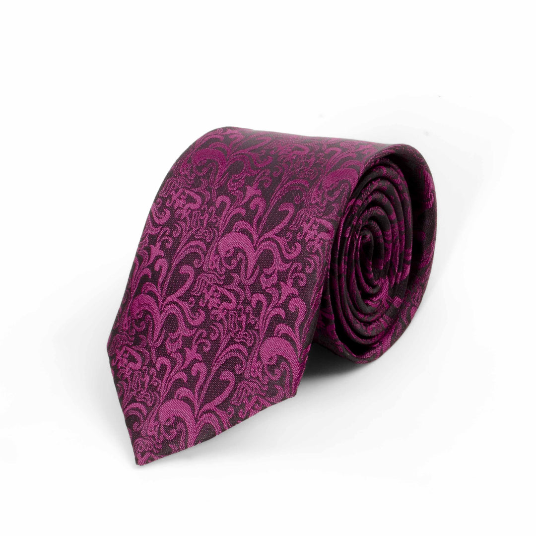 Self Floral Dark Pink Tie