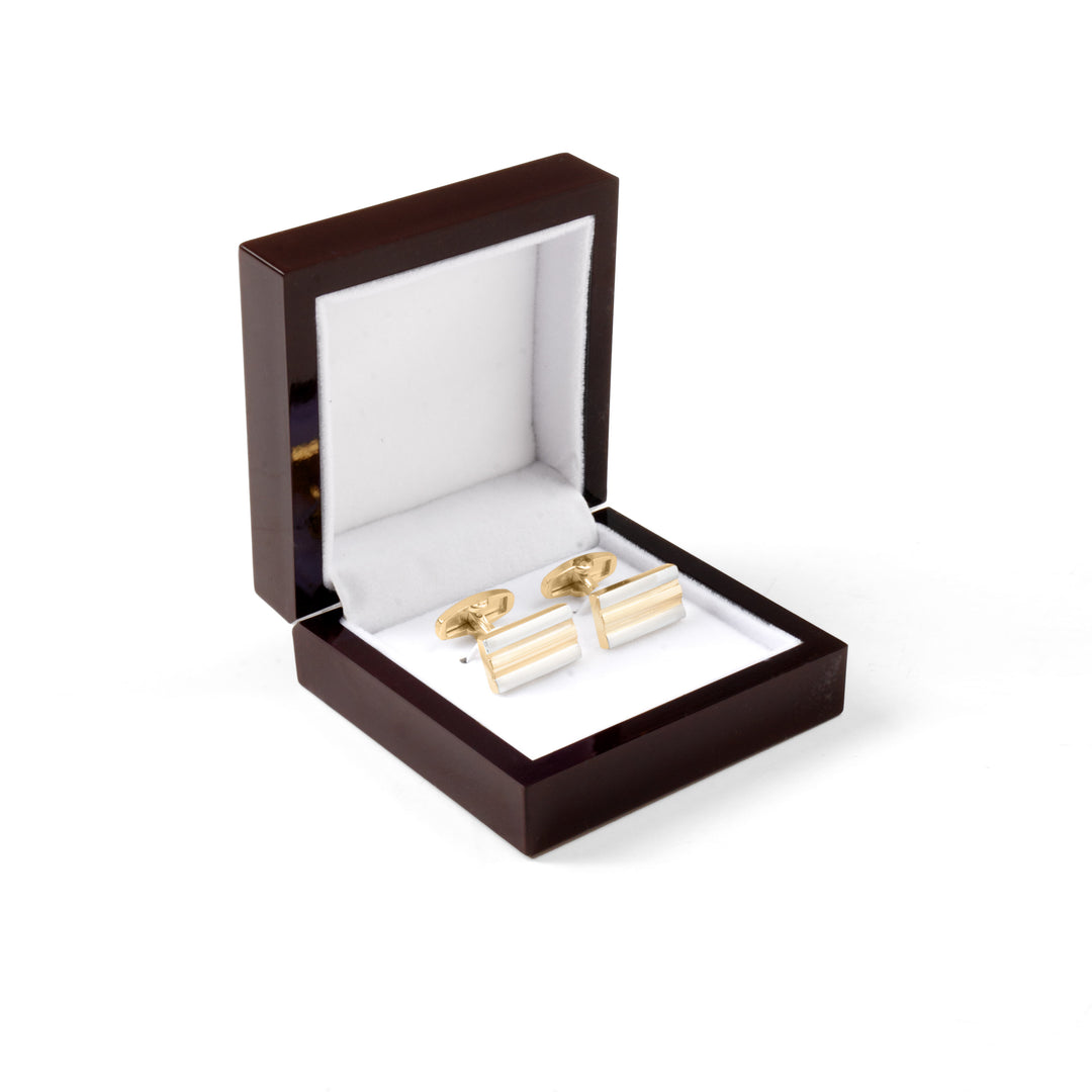 Engraved Rectangular Silver & Gold Cufflinks