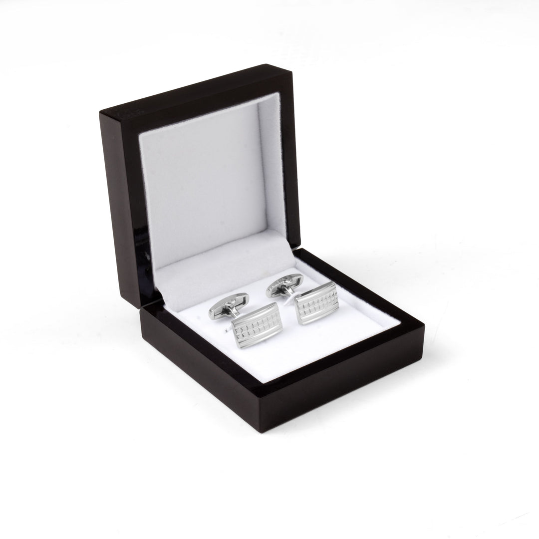 Engraved Matt Silver Cufflinks