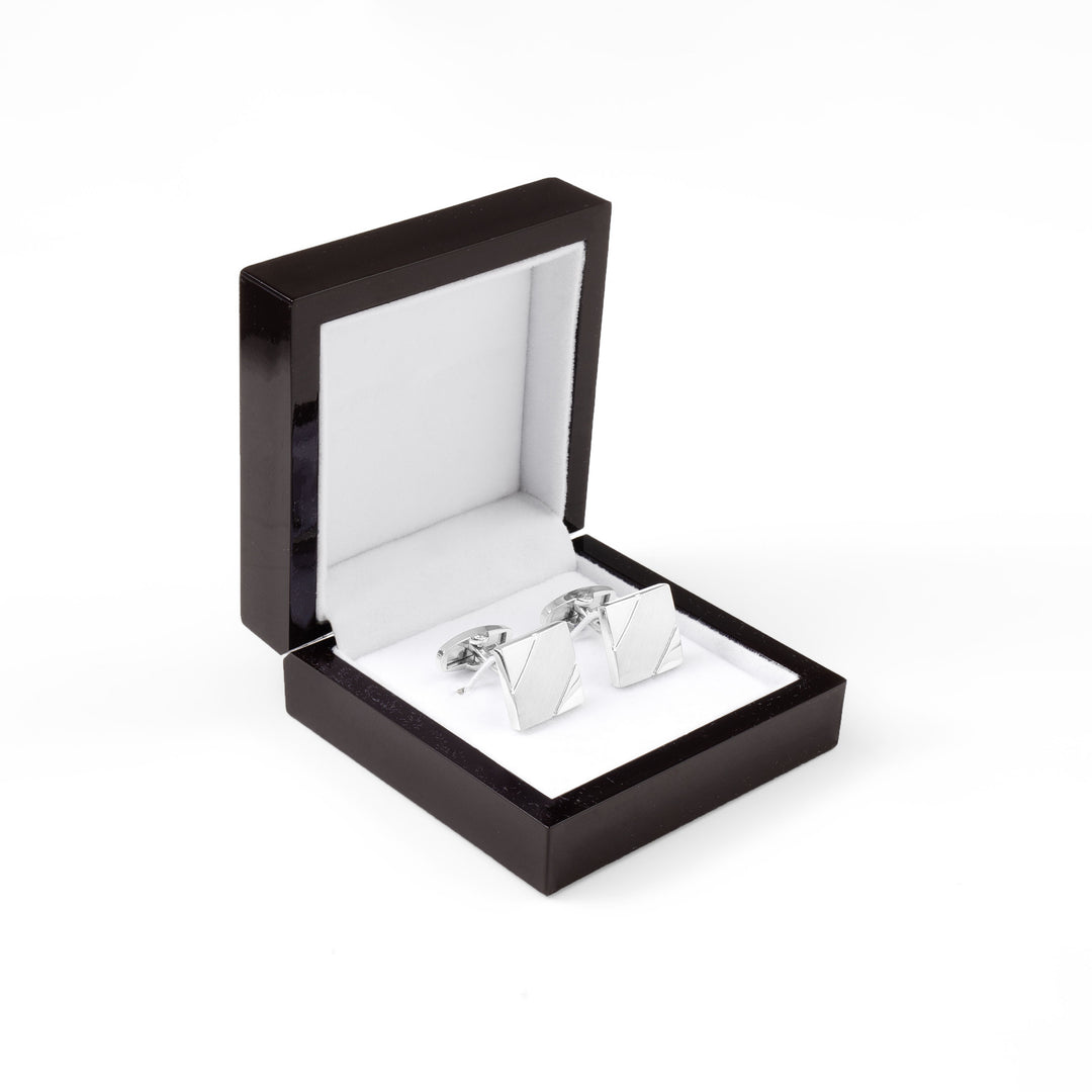 Engraved Silver Square Cufflinks