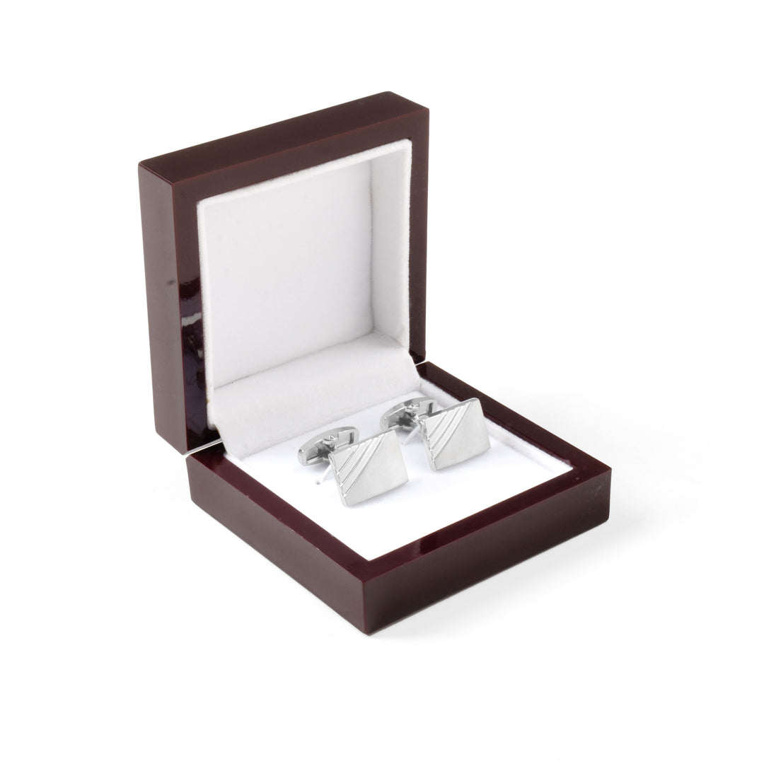 Engraved Matt Silver Cufflinks