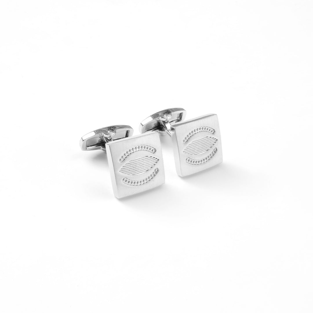 Engraved Square Silver Cufflinks