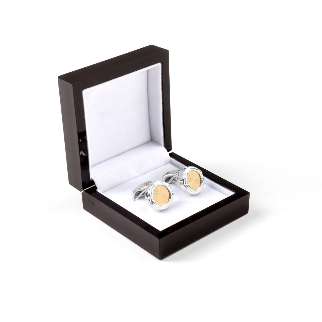 Luxe Silver Cufflinks with Matt Gold Inset