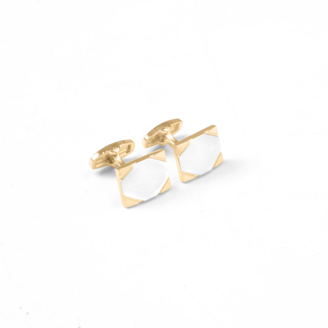 Engraved Classic Silver & Gold Cufflinks