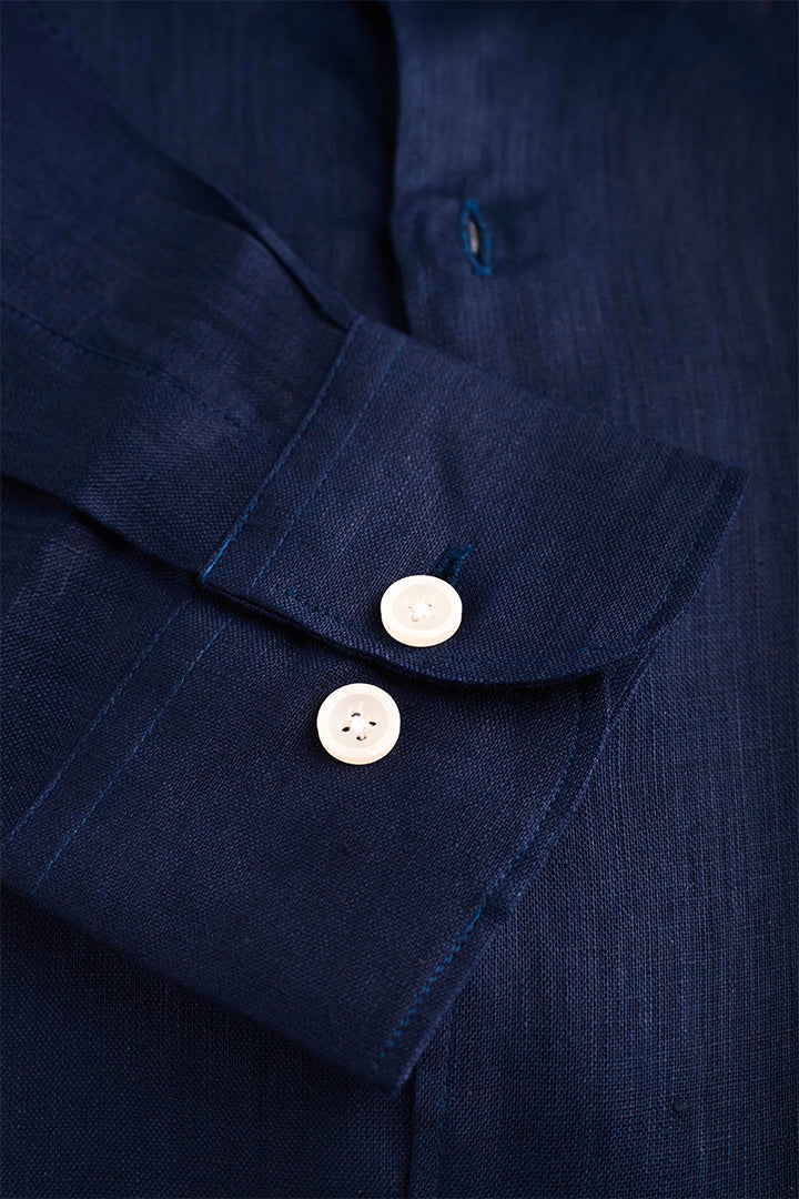 Navy Blue Premium Linen Shirt