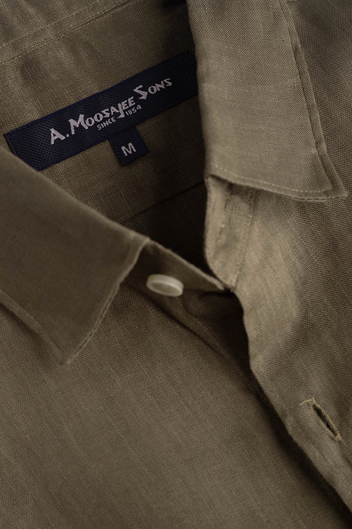 Olive Green Premium Linen Shirt