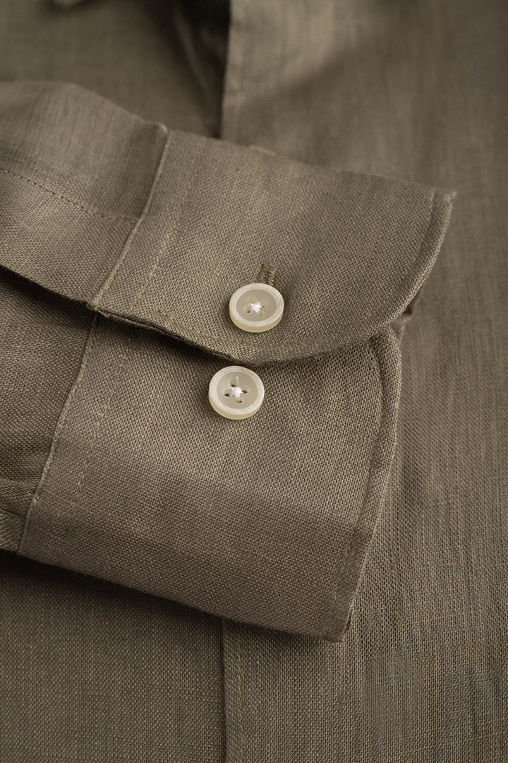 Olive Green Premium Linen Shirt