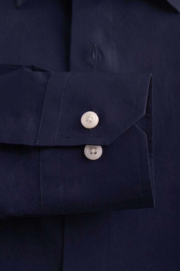 Navy Blue Premium Solid Cotton Shirt