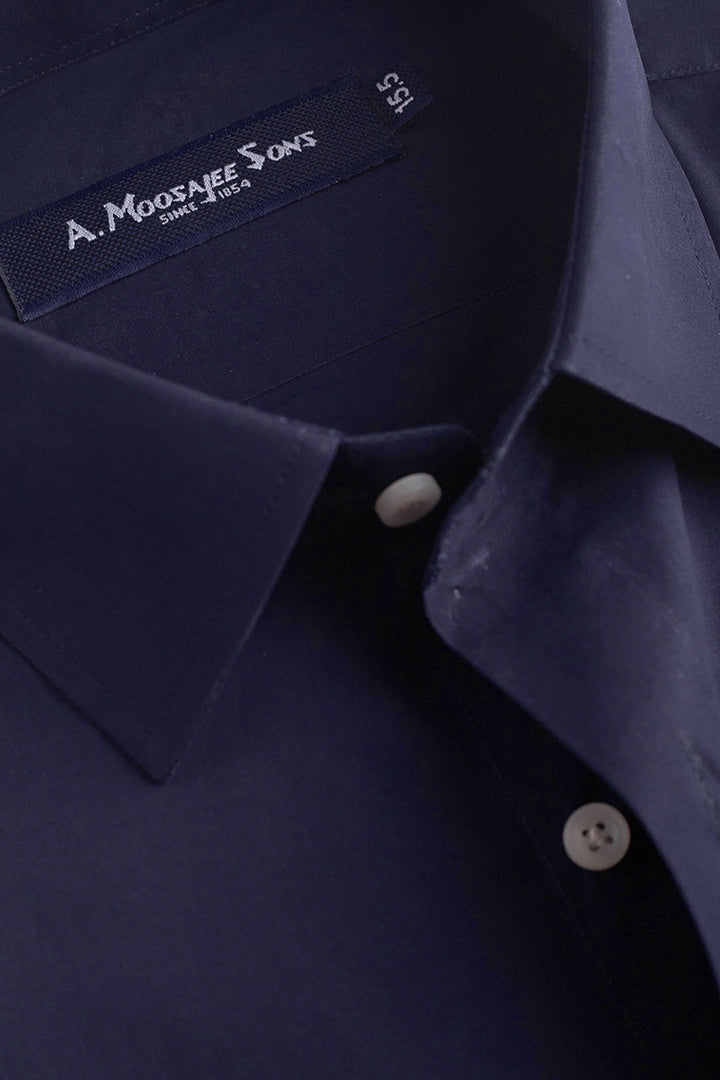 Navy Blue Premium Solid Cotton Shirt