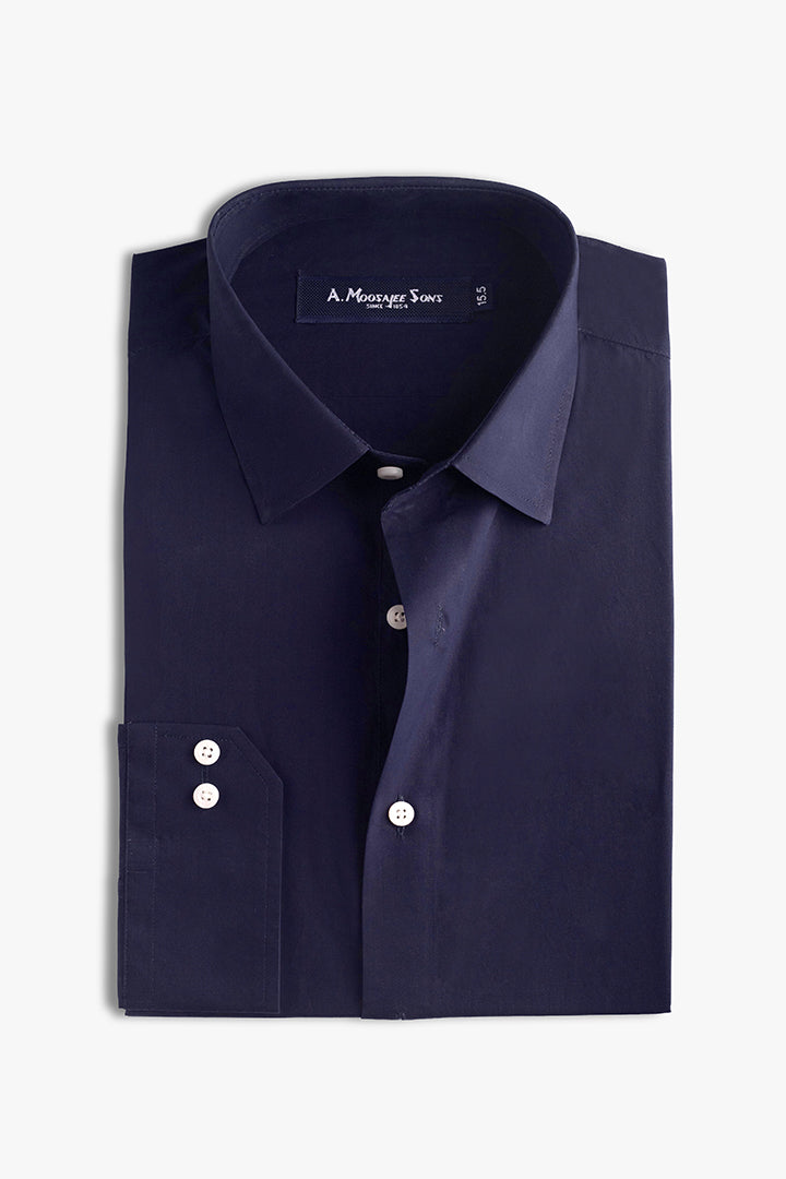 Navy Blue Premium Solid Cotton Shirt