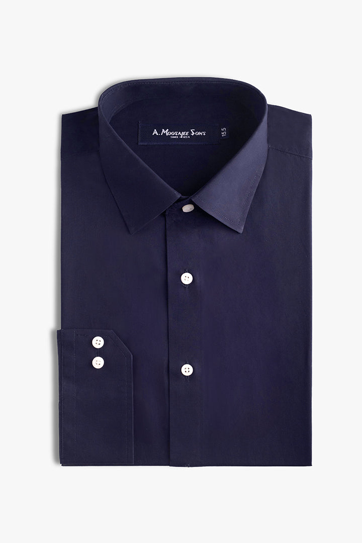 Navy Blue Premium Solid Cotton Shirt