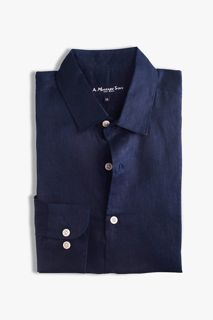 Navy Blue Premium Linen Shirt