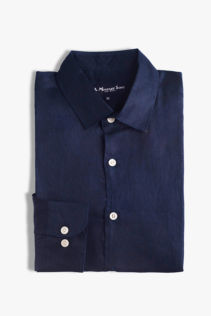 Navy Blue Premium Linen Shirt