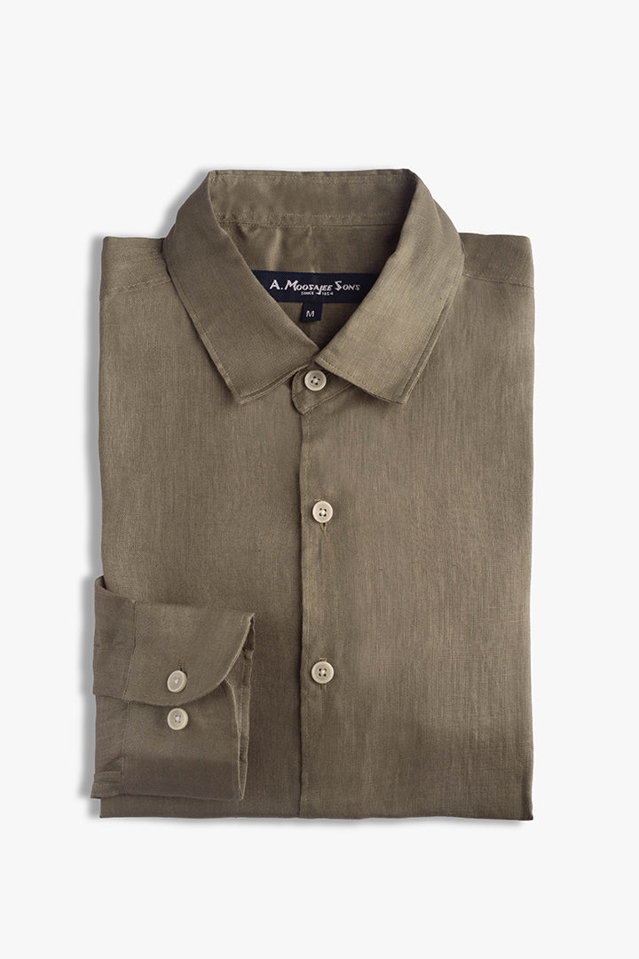 Olive Green Premium Linen Shirt