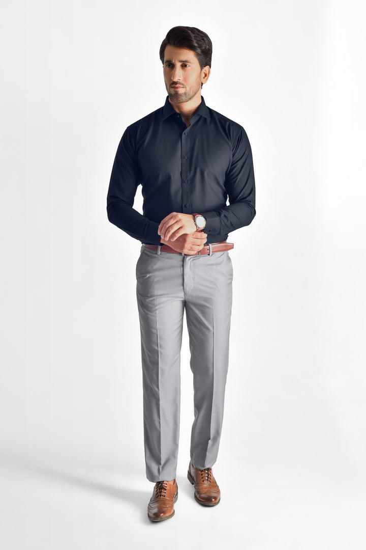 Nevian Midnight Blue Textured Shirt