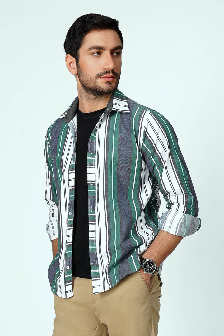 Green Stripe Casual Shirt