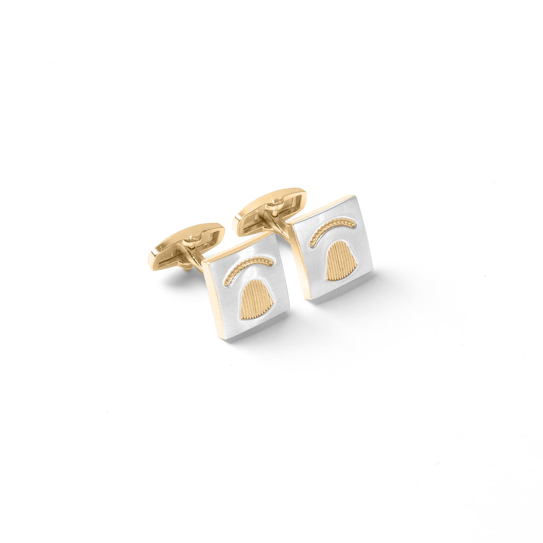 Engraved Silver & Gold Cufflinks